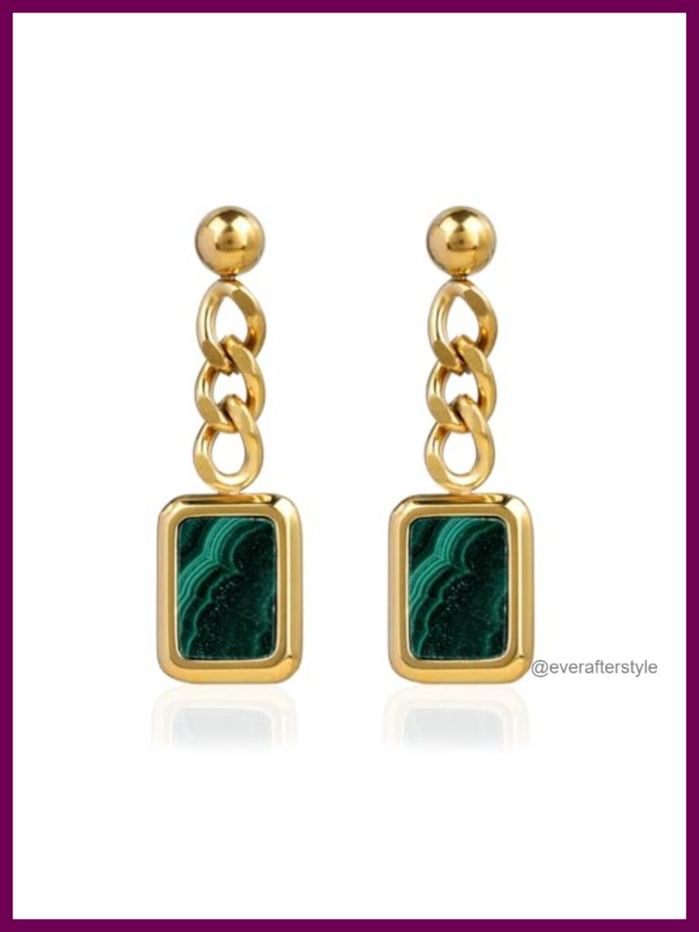 18K Gold Plated Malachite Dangle Earrings for Women